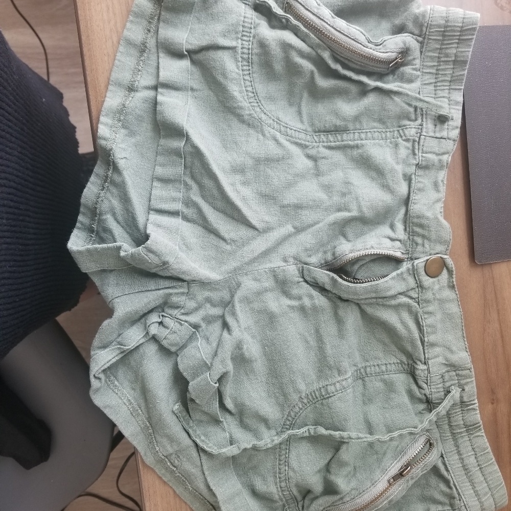 Army green short shorts
